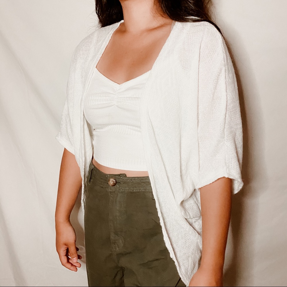 Bundle Cardigans Quarter Sleeve Grey/White